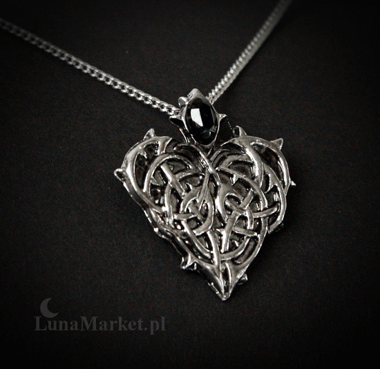 cierniste serce amulet miłość gotycki naszyjnik